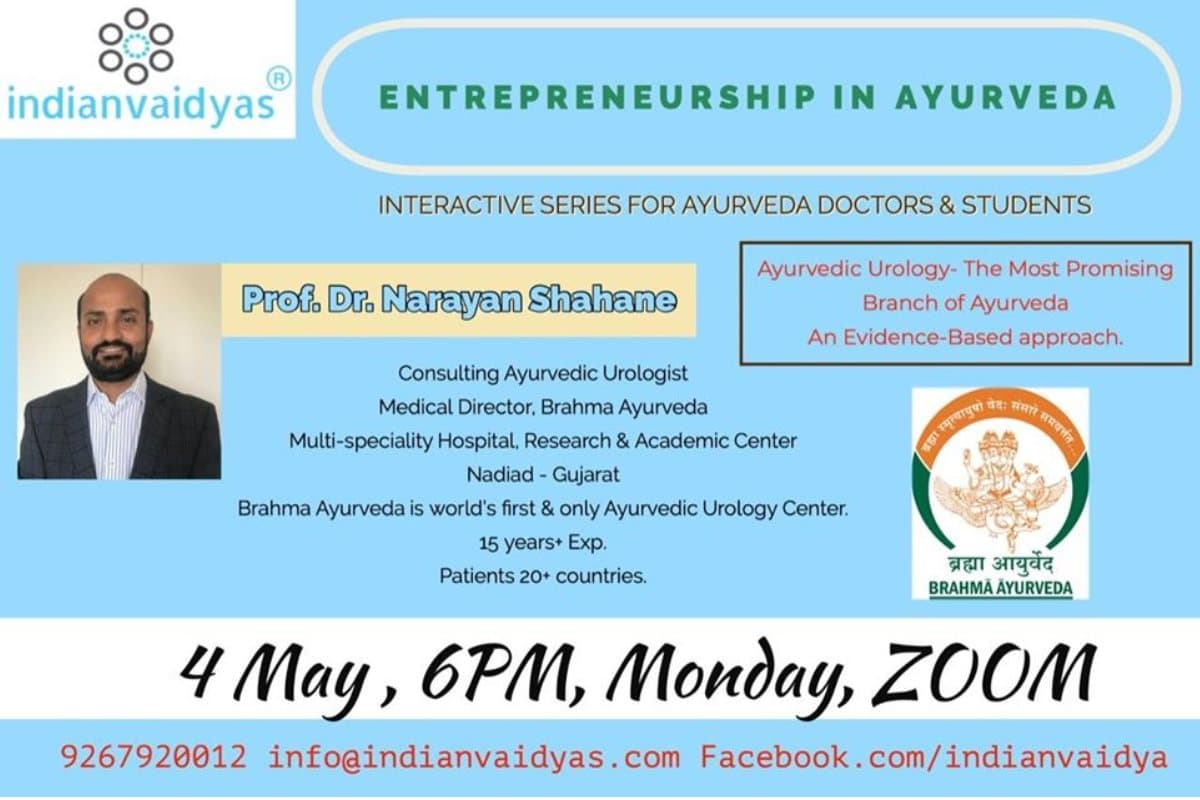 Webinar on Ayurvedic Urology Organised by Indian Vaidyas – New Delhi – India